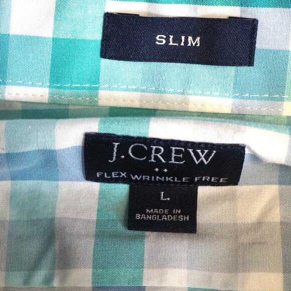J Crew Flex Wrinkle Free Plaid Button Down Men's Size L Slim Fit Cotton Elastane - Picture 2 of 12